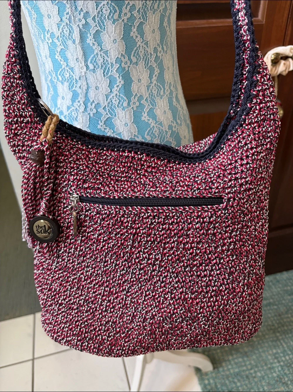 The Sak  patriotic bag  classic woven shoulder bag  red white blue  4th of July